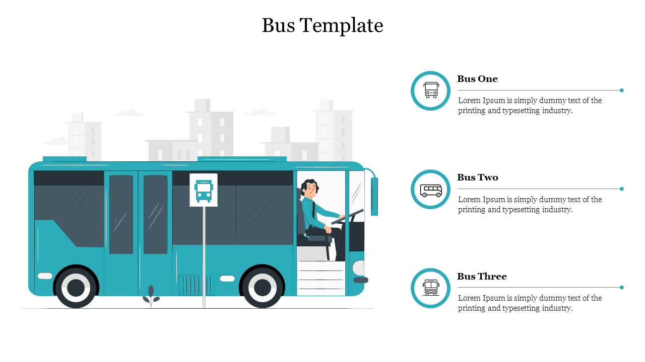 Blue Color Bus Template PowerPoint Presentation Slide